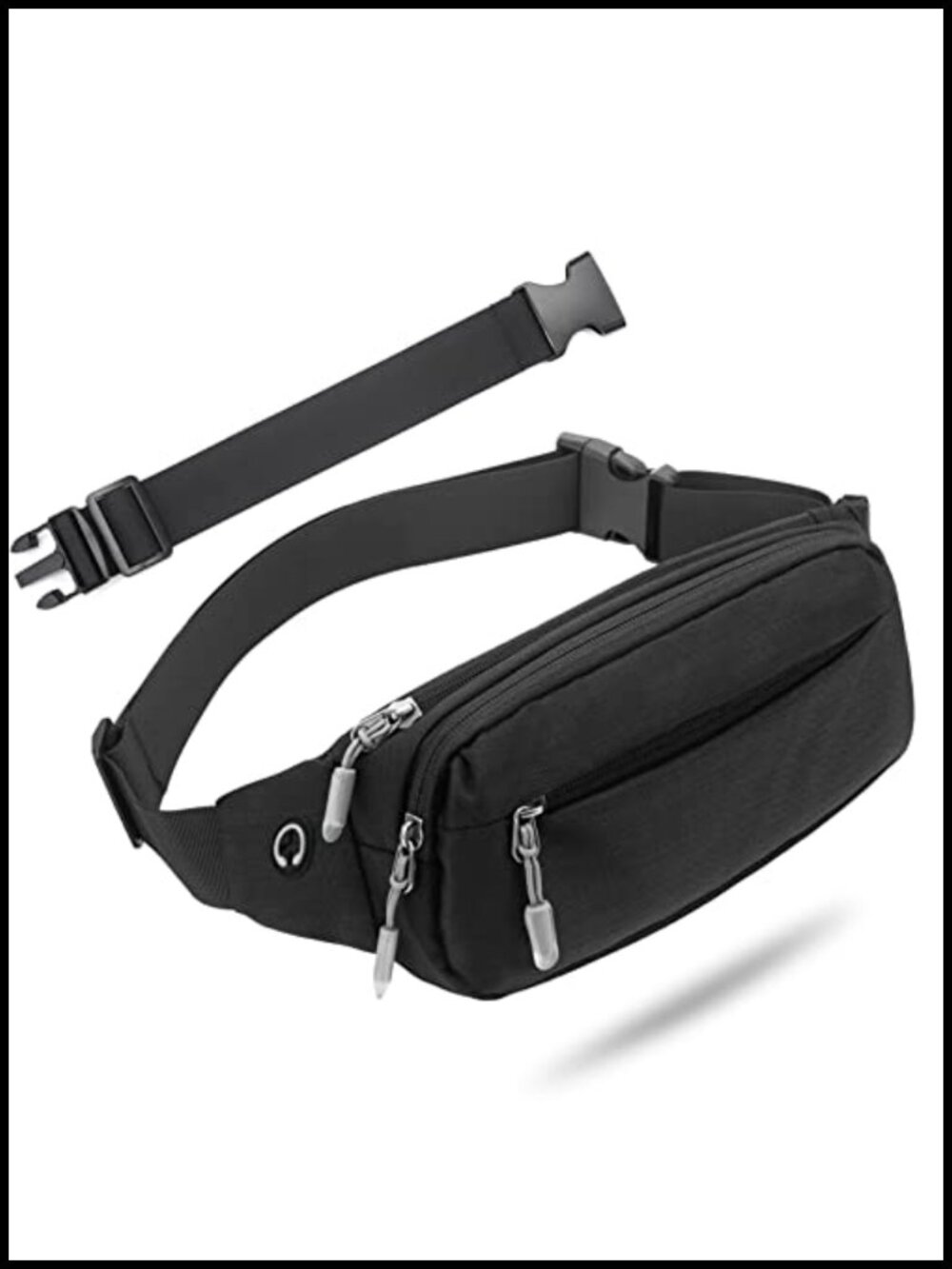 Nylon Waist Pack Fanny Pack with Extender Adjustable Straps 3 Zipper Pockets